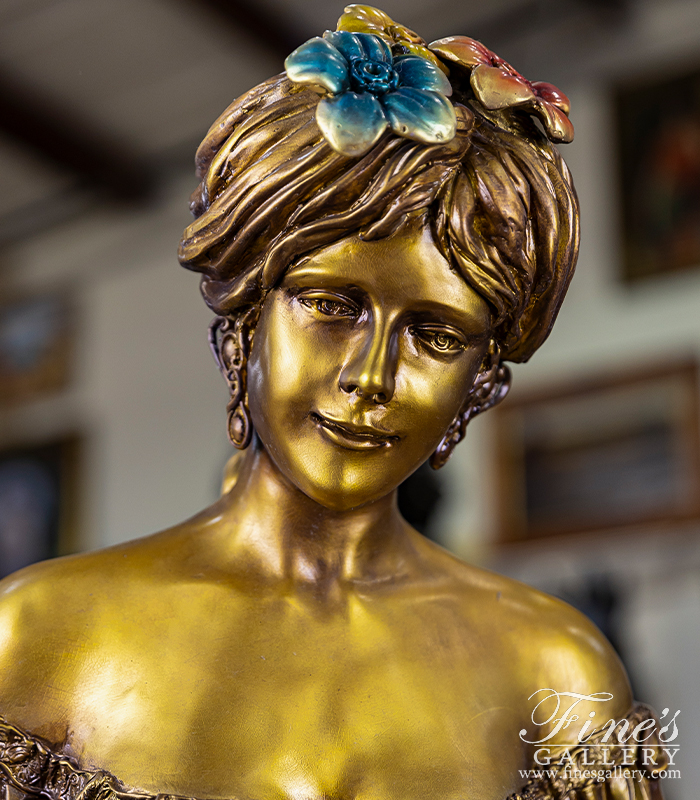 Bronze Statues  - Cast Bronze Lady Wheelbarrel - BS-1447